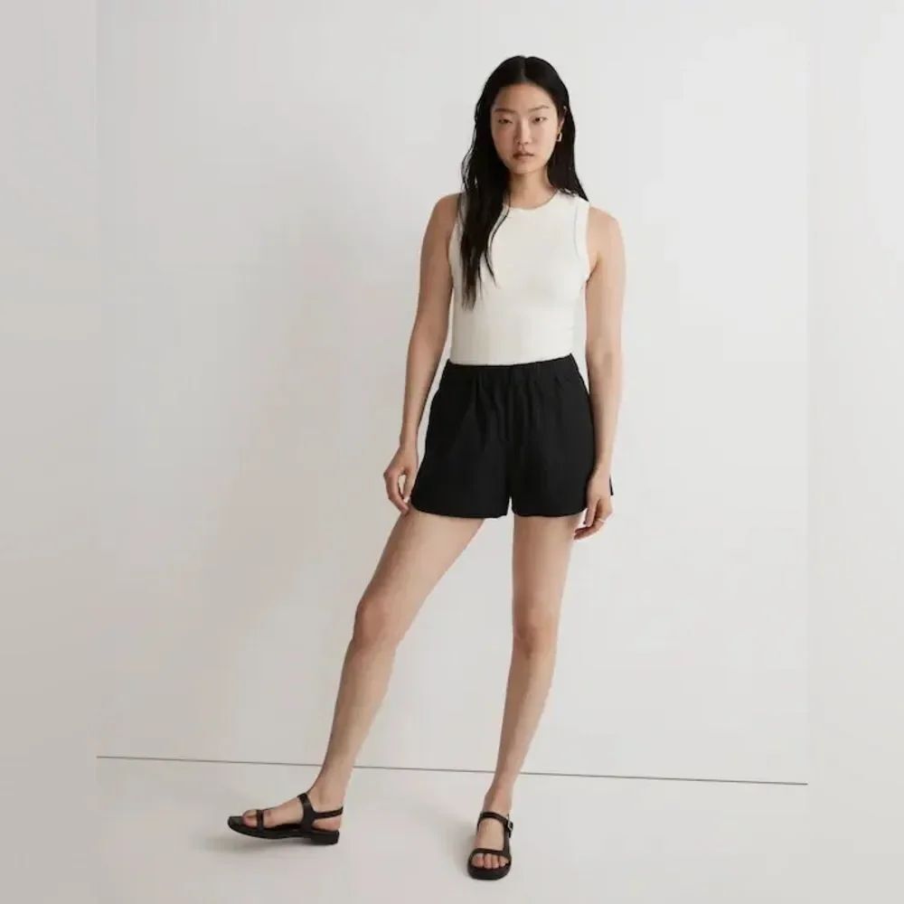 Madewell Dark Gray Washed Black Pull On Elastic Waist Shorts Small